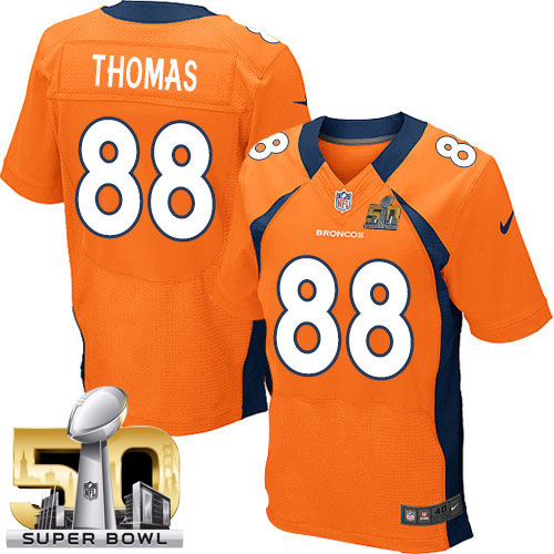 Men's Elite Demaryius Thomas Super Bowl L Nike Jersey Orange Home - #88 NFL Denver Broncos